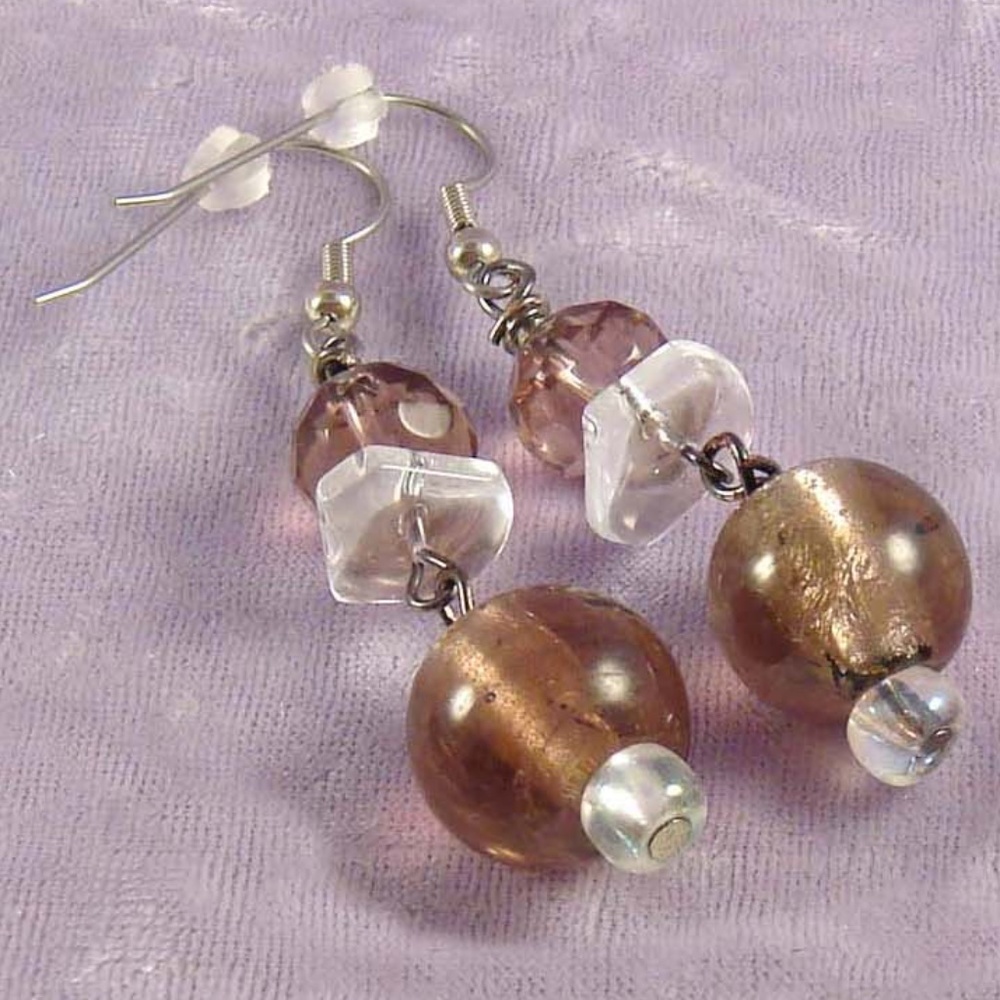 Amethyst Foil and Crystal Earrings